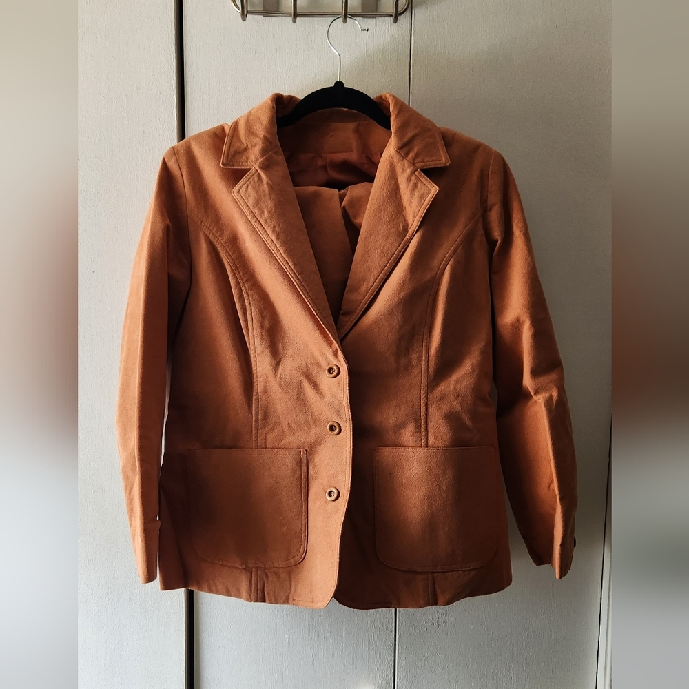 Suede Vintage Blazer and Skirt Set